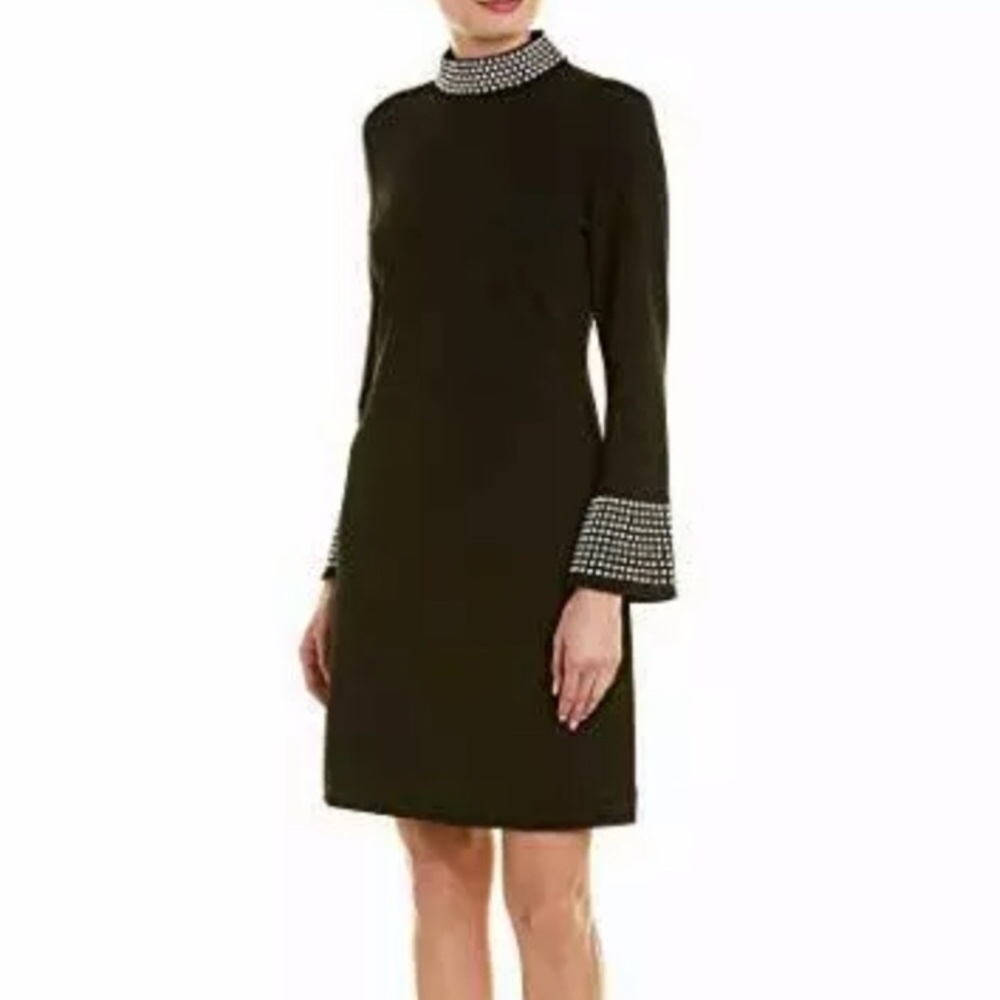 Karl Lagerfeld Paris Mock Neck Bell Sleeve Sheath Dress T.